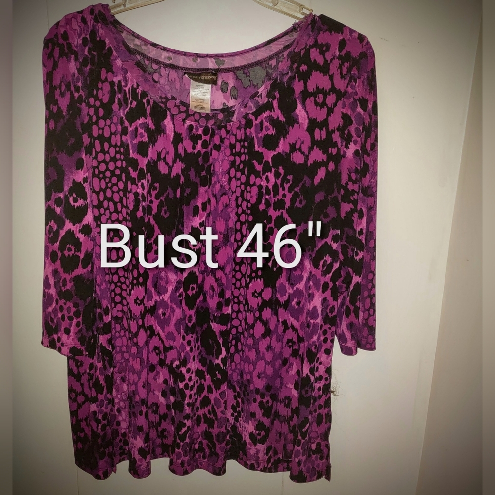 Plus Size Magenta & Black Exotic Print Blouse - Picture 3 of 11